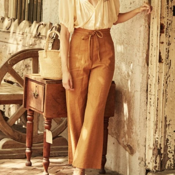 Doen Riviera Silk and Linen High waisted Pants Size 26 - Picture 2 of 9